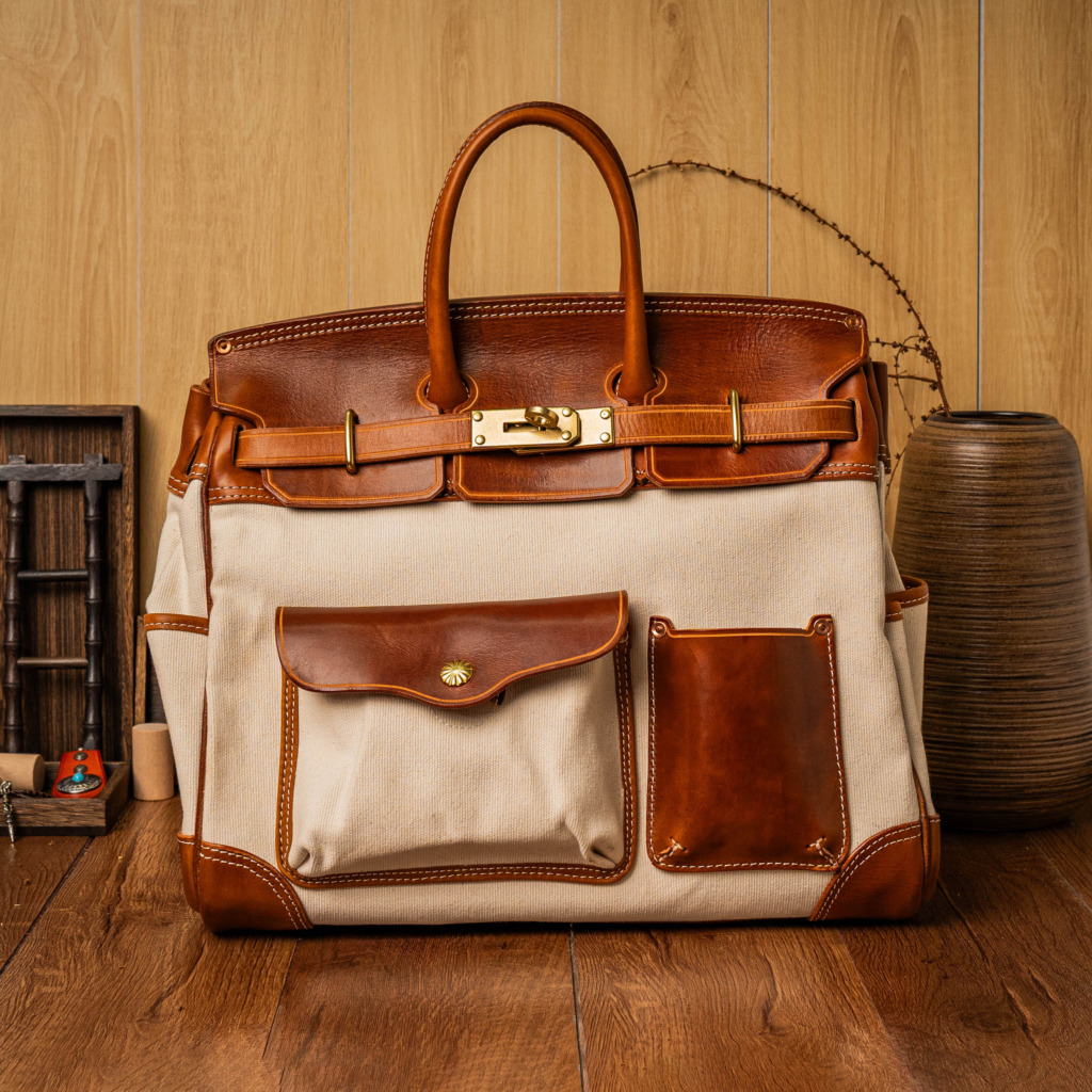 SANTOS BERKIN LEATHER BAG - Màu Be - Ảnh 4