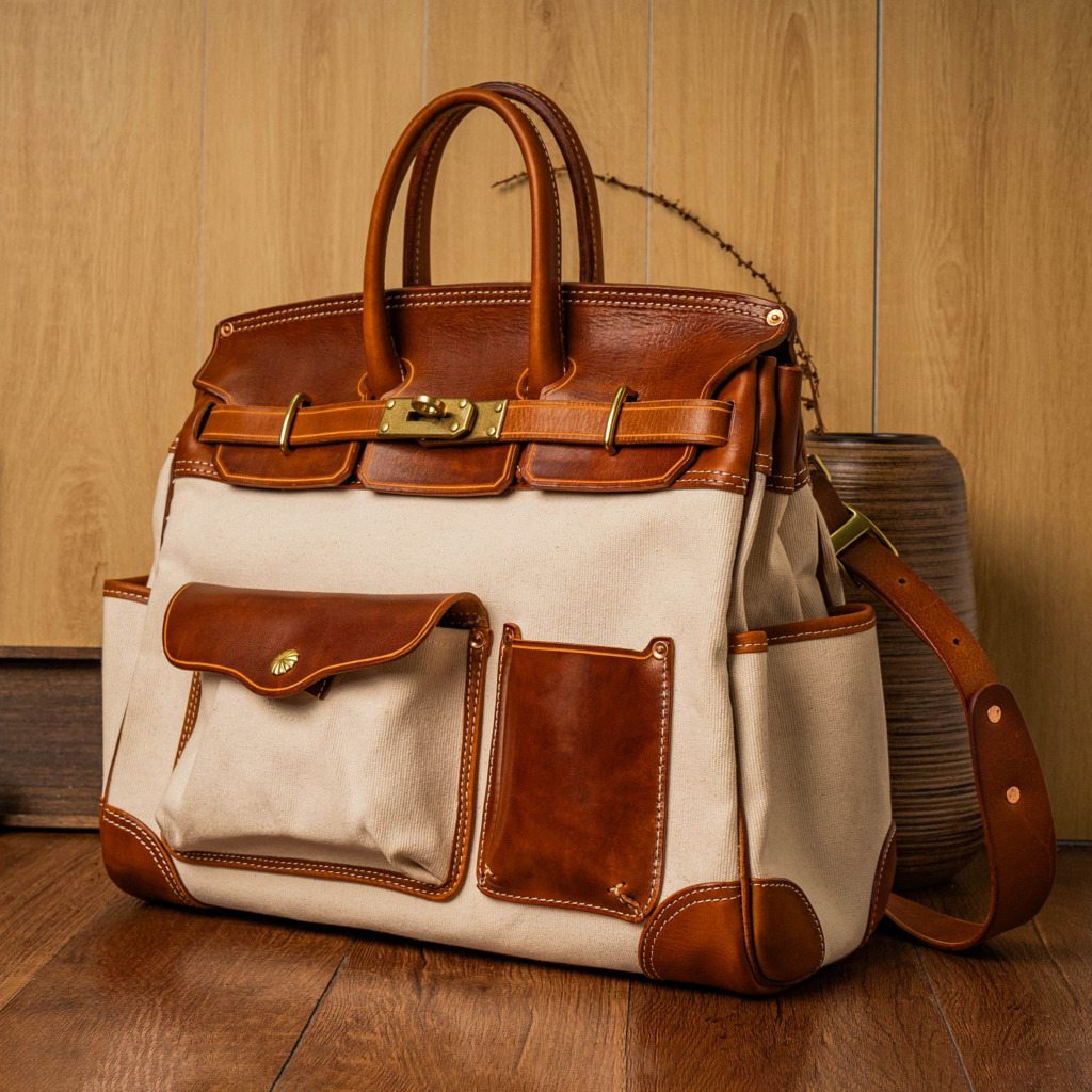 SANTOS BERKIN LEATHER BAG - Màu Be - Ảnh 5