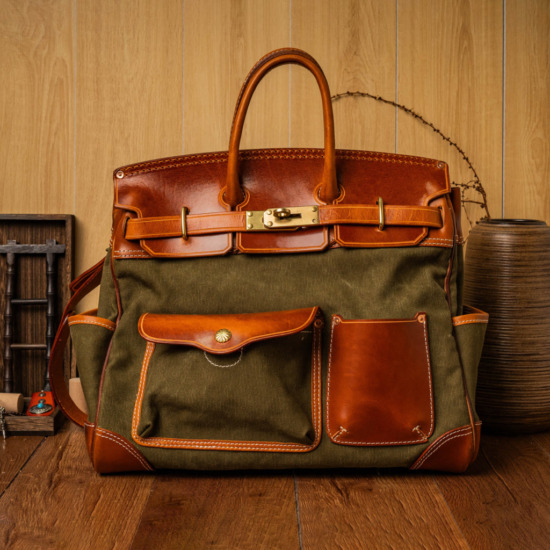 SANTOS BERKIN LEATHER BAG - Xanh rêu