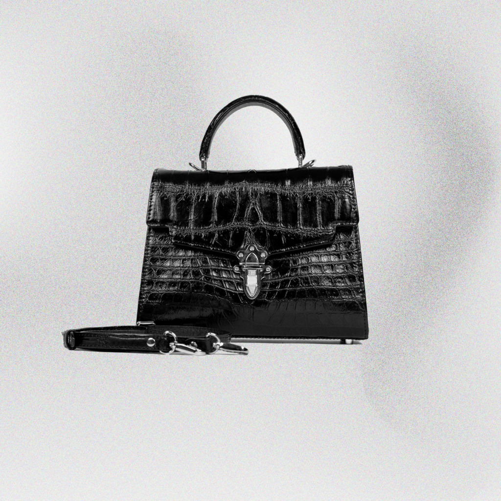 Katarina Crocodile Leather Bag - Đen - Ảnh 3