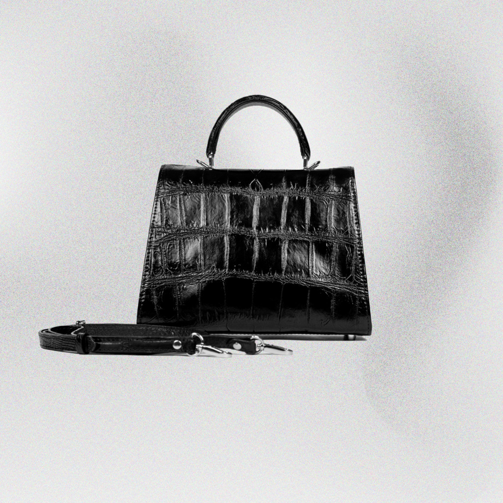 Katarina Crocodile Leather Bag - Đen - Ảnh 4