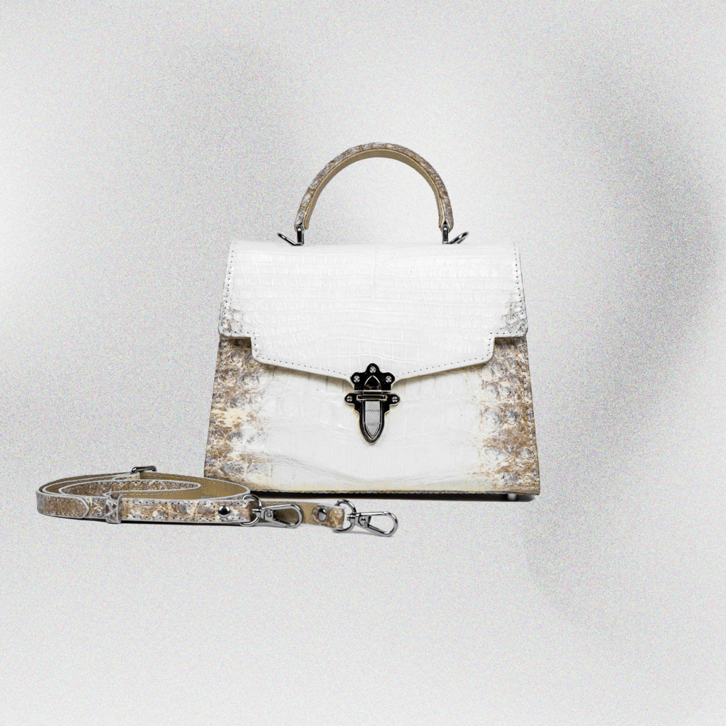 Katarina Crocodile Leather Bag - Trắng - Ảnh 5