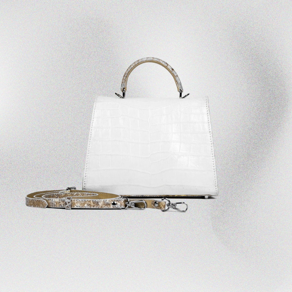 Katarina Crocodile Leather Bag - Trắng - Ảnh 6