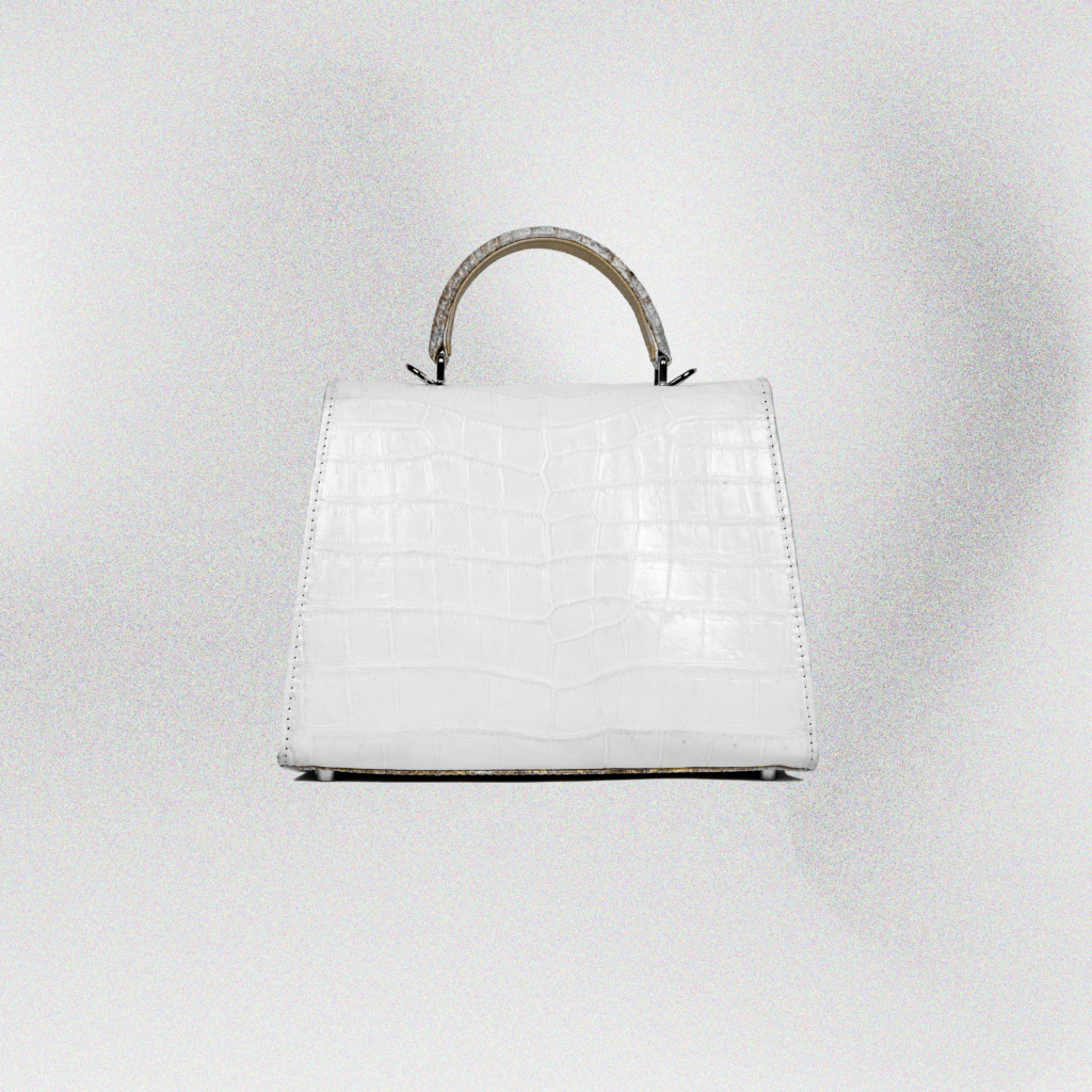 Katarina Crocodile Leather Bag - Trắng - Ảnh 8