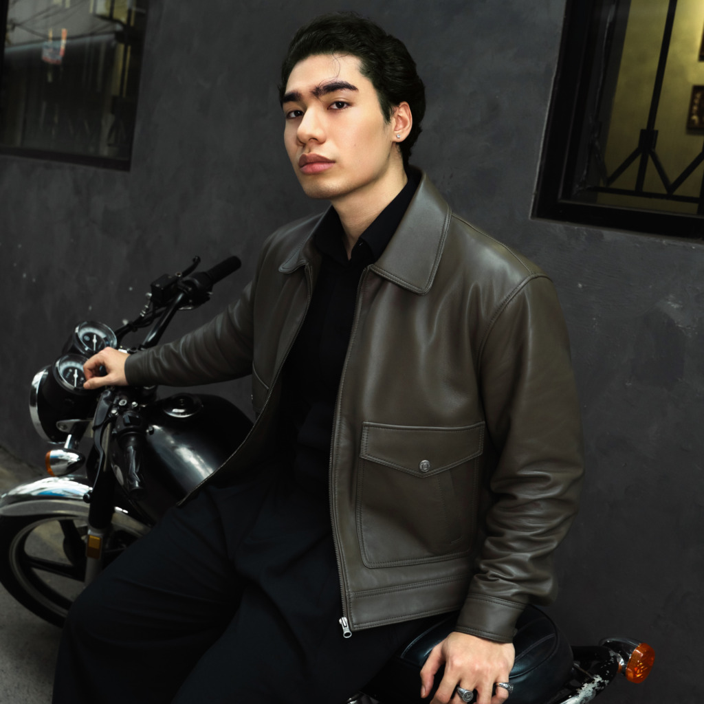 RAFAEL BOXY LEATHER JACKET - Dark olive - Image 11
