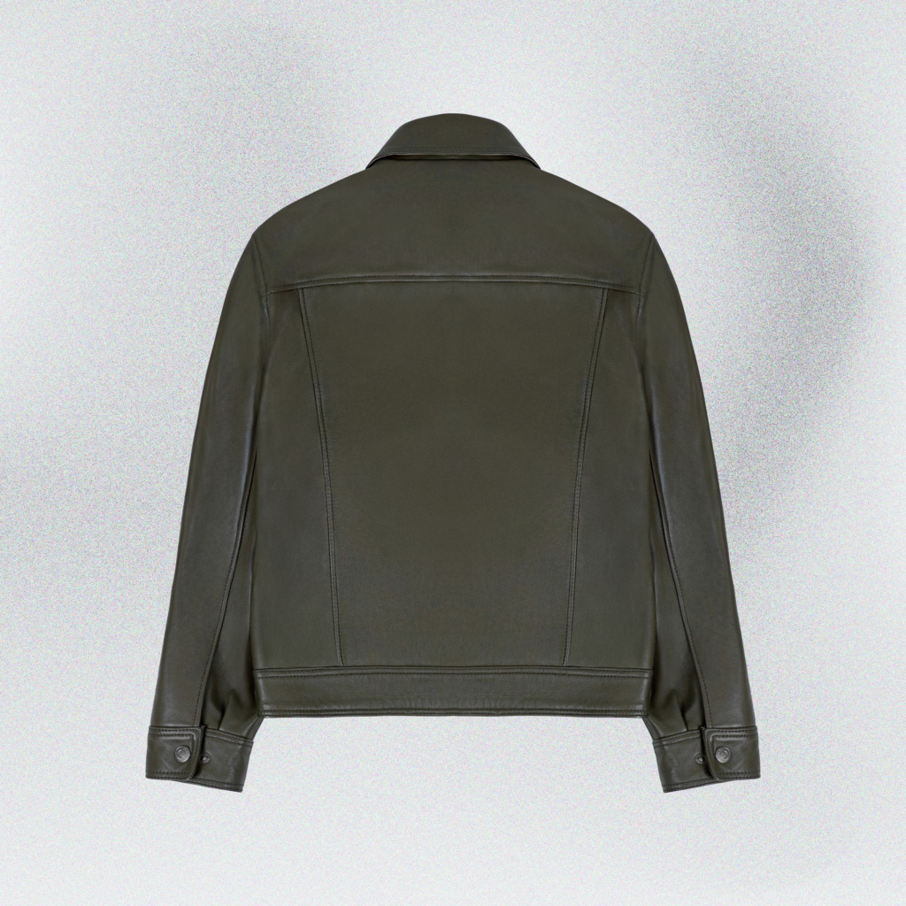 RAFAEL BOXY LEATHER JACKET - Dark olive - Image 2