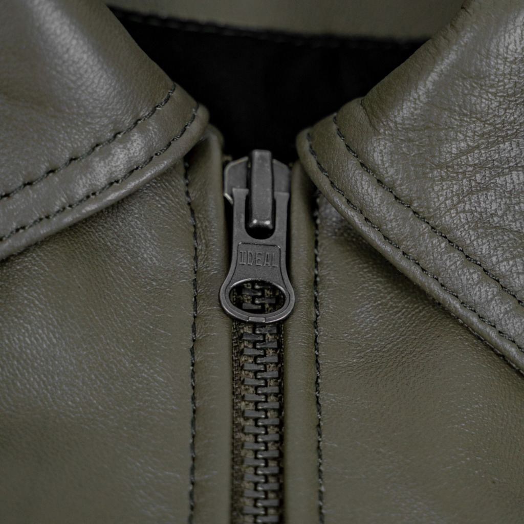 RAFAEL BOXY LEATHER JACKET - Dark olive - Image 4