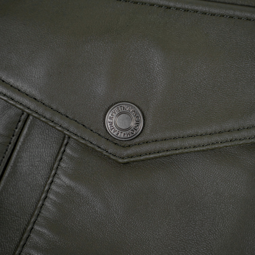 RAFAEL BOXY LEATHER JACKET - Dark olive - Image 6