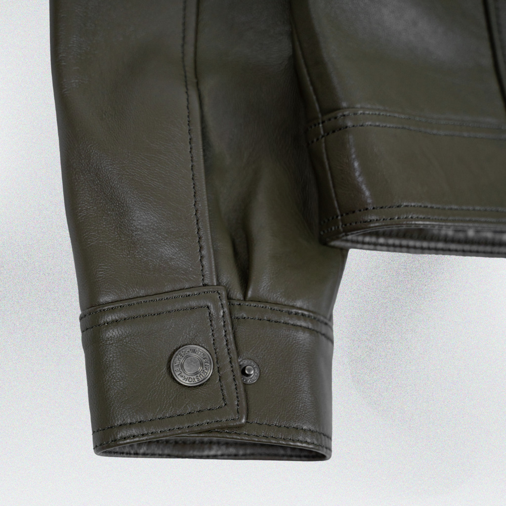 RAFAEL BOXY LEATHER JACKET - Dark olive - Image 7