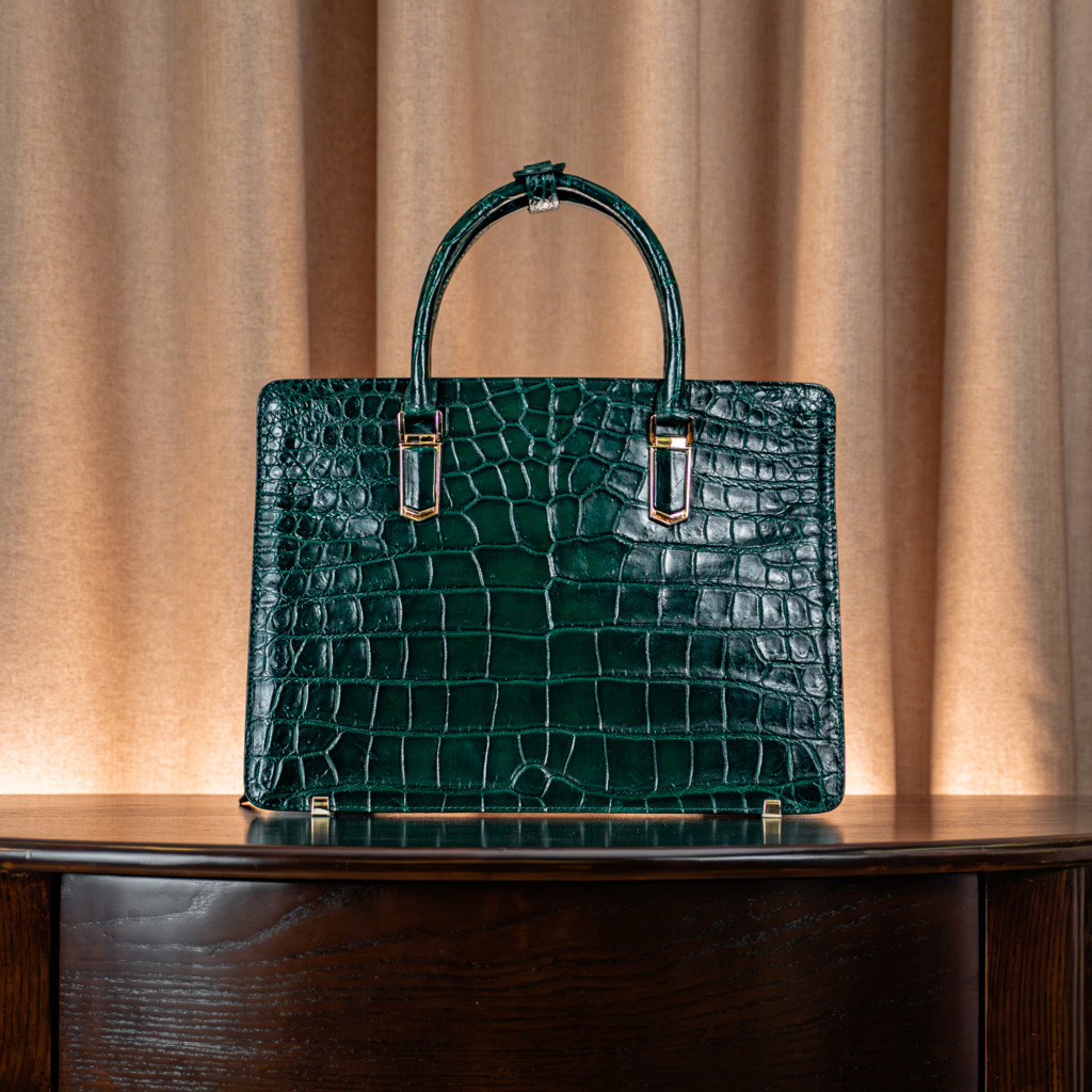 Valente Crocodile Leather Bag - Xanh Lá - Ảnh 2