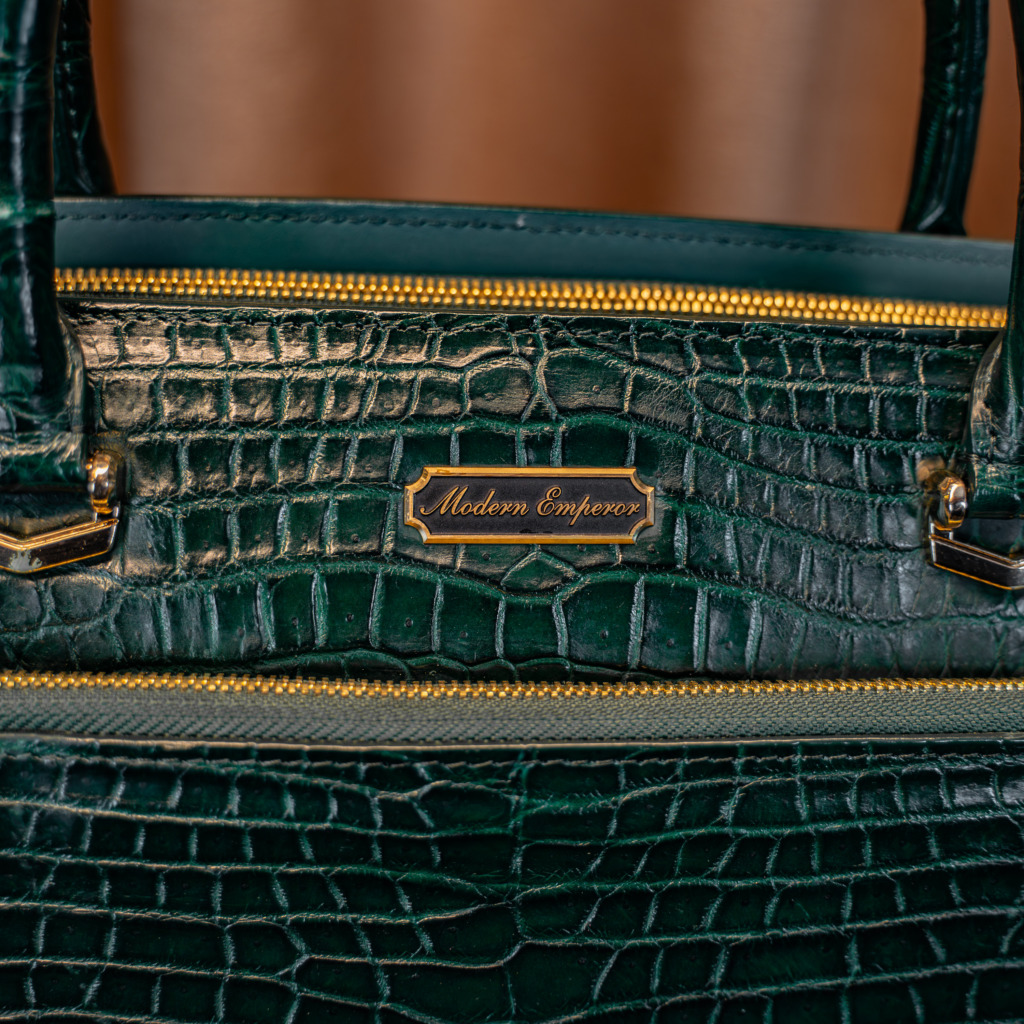 Valente Crocodile Leather Bag - Xanh Lá - Ảnh 4