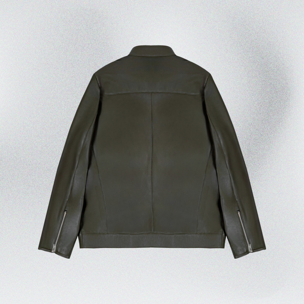 YAKUZA RACER LEATHER JACKET - Xanh rêu - Ảnh 2