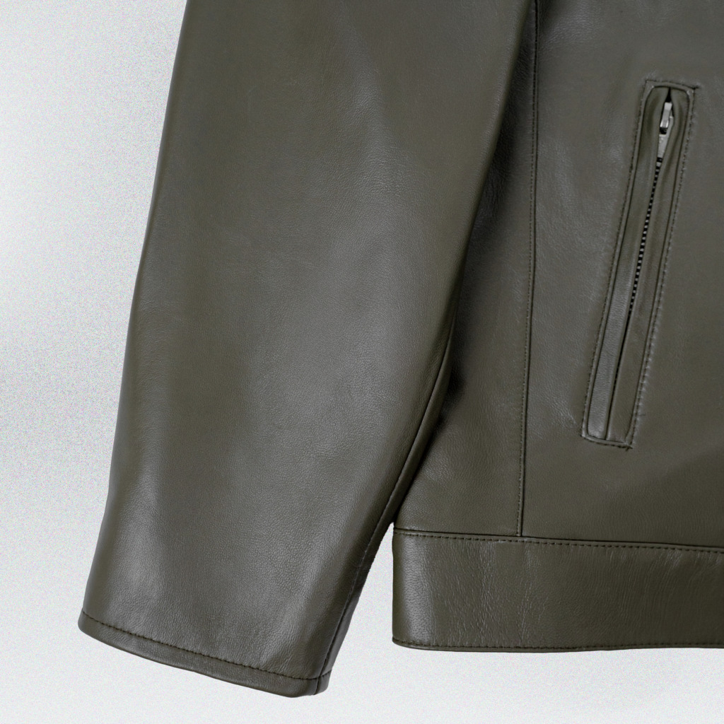 YAKUZA RACER LEATHER JACKET - Xanh rêu - Ảnh 5