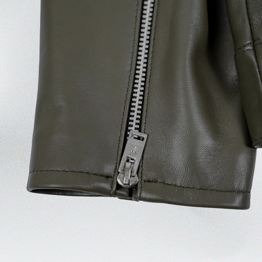 YAKUZA RACER LEATHER JACKET - Xanh rêu - Ảnh 6