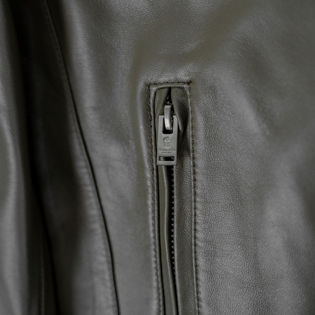 YAKUZA RACER LEATHER JACKET - Xanh rêu - Ảnh 7