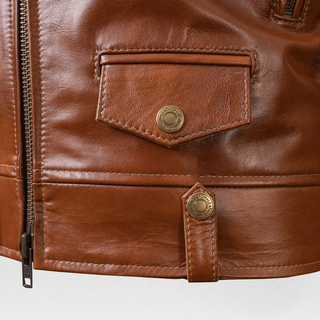 VL01 Biker Leather Jacket - Image 7